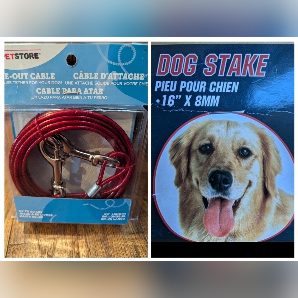 Prograde Heavy Pet Leash Anchor Stake & Tie Out Cable New